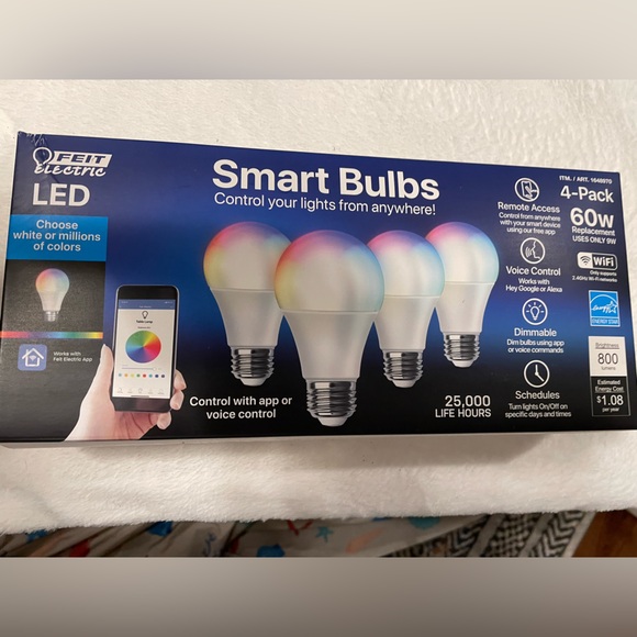 Feit 4 pack WiFi LED Smart Bulbs (60 watt replacement) 8 total bulbs - Picture 3 of 4
